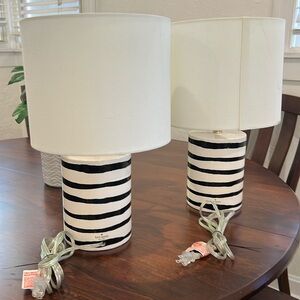 Kate Spade black and white striped lamps. Comes with TWO.
